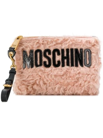 Moschino Logo Envelope Clutch In Pink