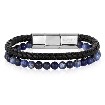 Crucible Jewelry Crucible Natural Stone Bead And Leather Bracelet - 8.25" + 0.5" Ext In Blue