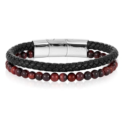 Crucible Jewelry Crucible Natural Stone Bead And Leather Bracelet - 8.25" + 0.5" Ext In Red