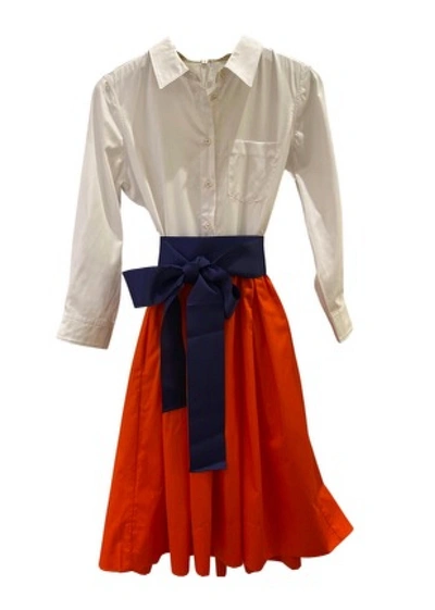 Tyler Boe 3/4 Sleeves Carter Shirt Dress In Tiger Lily In Multi