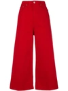 Msgm Cropped Wide-leg Jeans In Red