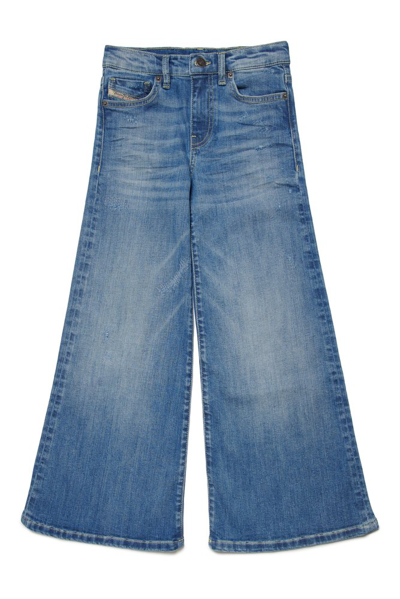 Diesel Kids' 1978-j Wide-leg Jeans In Blu Denim