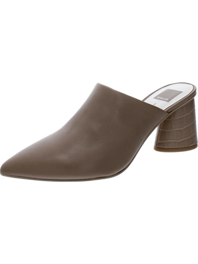 Dolce Vita Aydin Womens Leather Slip On Mules In Grey