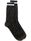 Fendi Men's Ff-pattern Calzino Sport Socks In Black/brown