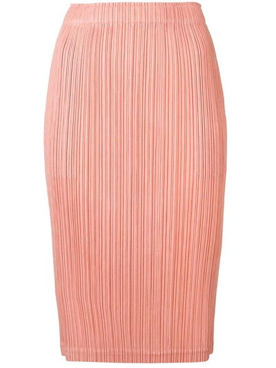 Issey Miyake Pleats Please By  Pleated Straight Skirt - Pink