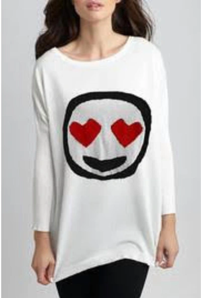Angel Apparel Smile In Love Emoji Top In Stoneblack In Multi