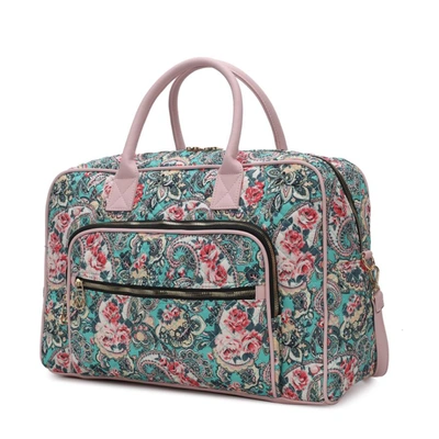 Mkf Collection By Mia K Jayla Quilted Cotton Botanical Pattern Women's Duffle Bag In Green