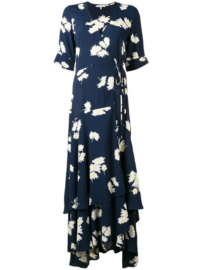 Ganni Floral Wrap Dress - Blue