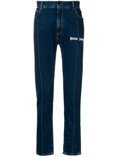 Palm Angels Straight Leg Jeans In Blue