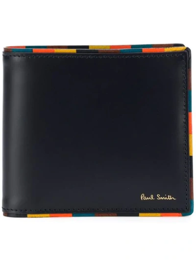 Paul Smith Striped Edge Bifold Leather Wallet In Blue