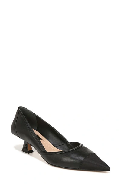 Franco Sarto Darcy Kitten Heel Pump In Black Leather,fabric