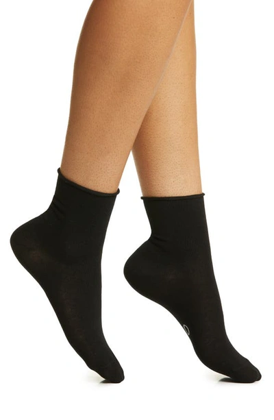 Oroblu Organic Cotton Blend Ankle Socks In Black