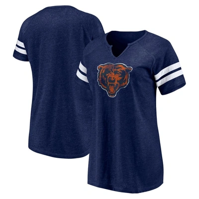 Fanatics Branded Navy Chicago Bears Plus Size Logo V-neck T-shirt In Navy White