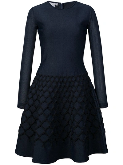 Oscar De La Renta Net Jacquard Knit Dress - Blue