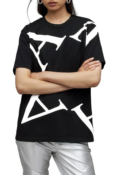 Allsaints A Star Graphic T-shirt In Black/ White