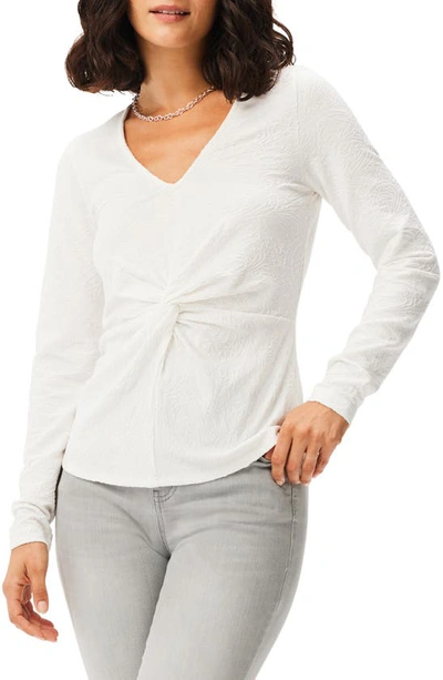 Nic + Zoe Textured Twist Front Knit Top In Milk White