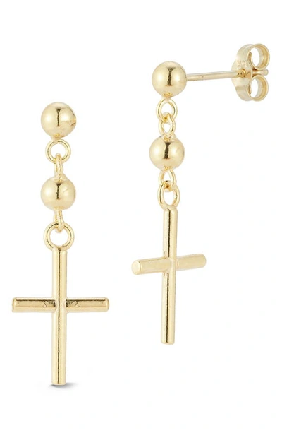 Ember Fine Jewelry Cross Drop Stud Earrings In Gold