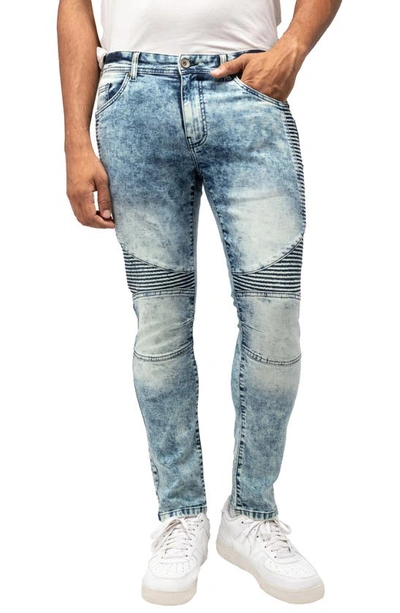 X-ray Stretch Cargo Moto Slim Jeans In Medium Blue