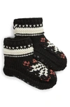 Memoi Nordic Flake Fleece Lined Slipper Socks In Black