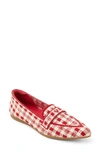 Vivaia Amelia Pointed Toe Loafer Flat In Abstract Red Ruby Gingham
