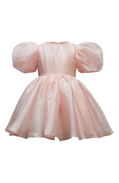 Bardot Babies' Kids' Halina Puff Sleeve Organza Party Dress In Powder