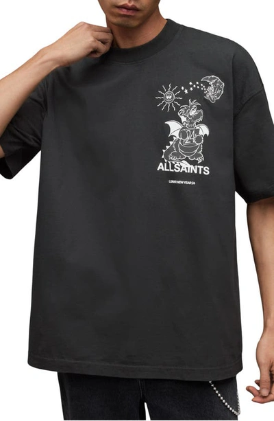 Allsaints Serenade Graphic T-shirt In Jet Black