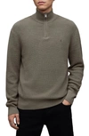 Allsaints Thermal Cotton & Wool Quarter Zip Pullover In Planet Grey Marl