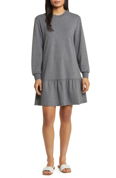 Caslon Long Sleeve Drop Waist Sweatshirt Dress In Grey Dark Heather