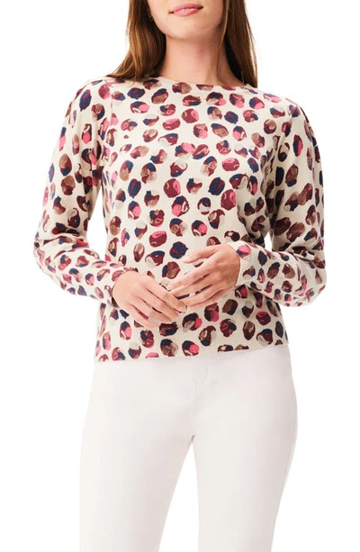 Nic + Zoe Blush Dot Cotton Blend Sweater In Pink Multi