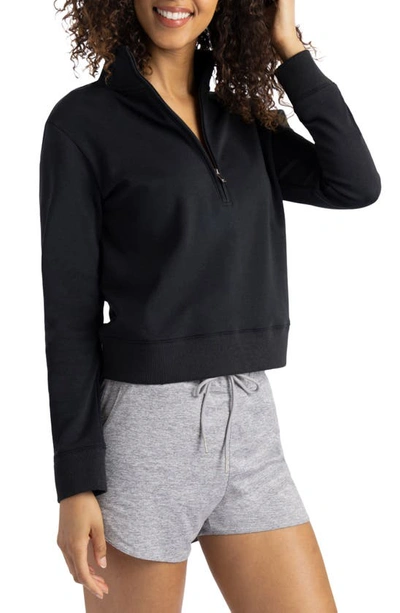 Travis Mathew Cloud Half Zip Pullover In Black