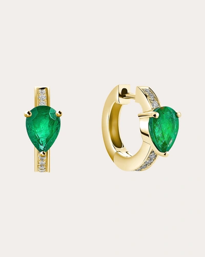 Savolinna Jewelry Women's Emerald Linette Piorra Huggie Earrings In Green