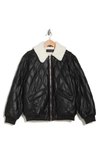 Blanknyc Faux Shearling Lined Quilted Faux Leather Bomber Jacket In Party Of None