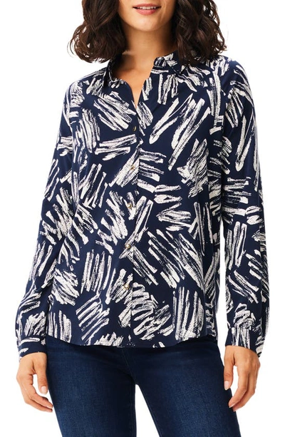Nic + Zoe Sweet Strokes Snap Front Shirt In Blue