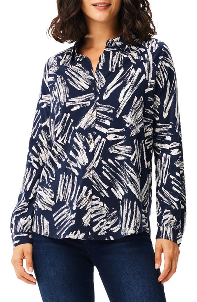 Nic + Zoe Sweet Strokes Snap Front Shirt In Indigo Multi