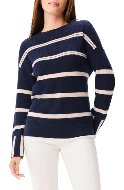 Nic + Zoe Opposites Attract Cotton Blend Sweater In Indigo Multi