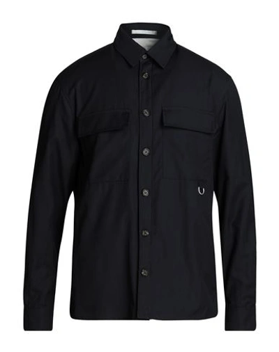 Paolo Pecora Man Shirt Midnight Blue Size Xl Cotton, Elastane In Black