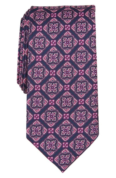 Savile Row Co Flores Medallion Print Tie In Rose