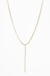 Nordstrom Rack Dainty Cz Y-drop Necklace In Clear- Gold