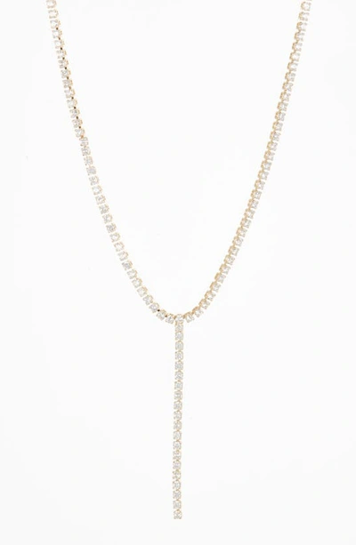 Nordstrom Rack Dainty Cz Y-drop Necklace In Clear- Gold