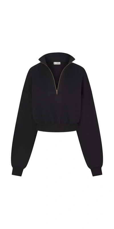 Éterne Black Cropped Half-zip Sweatshirt