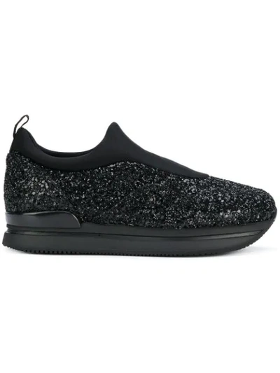 Hogan H222 Glitter Sneakers In Black