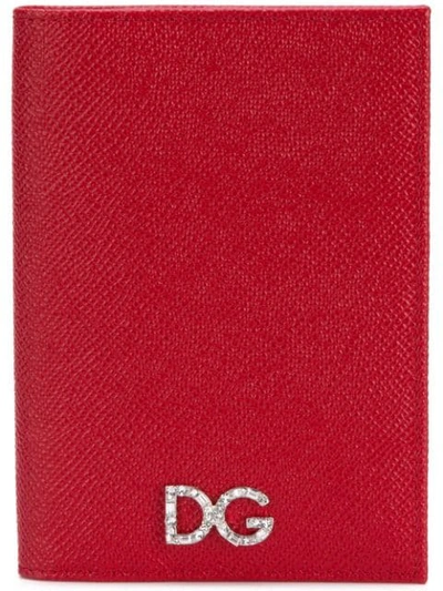 Dolce & Gabbana Dolce And Gabbana Red Crystal Logo Passport Holder