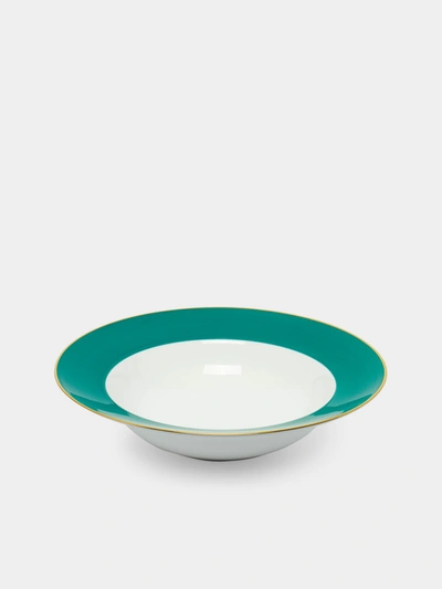 Robert Haviland & C Parlon Coco Hand-painted Porcelain Pasta Bowl In Green