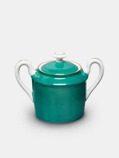 Robert Haviland & C Parlon Coco Hand-painted Porcelain Sugar Bowl In Green