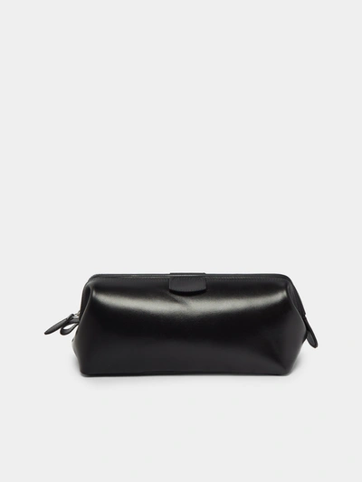 F. Hammann Leather Medium Wash Bag In Black