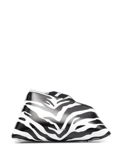 Attico The  8.30 Pm Zebra Pattern Leather Clutch Bag In Bianco