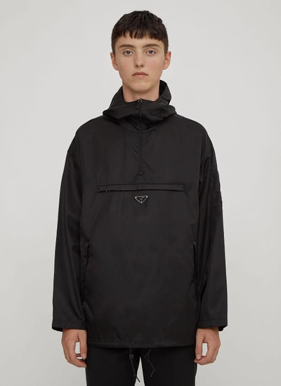 Prada Hooded Nylon Half-zip Jacket In Black | ModeSens Prada Hooded Nylon Half-zip Jacket In Black | ModeSens