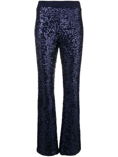 P.a.r.o.s.h Sequin Bootleg Trousers In Blue
