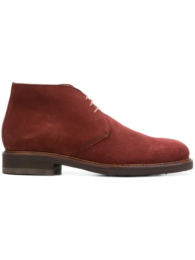 Berwick Shoes Lace-up Boots In Red
