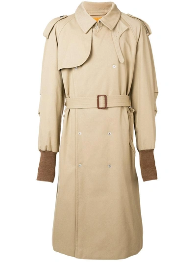 Maison Margiela Beige Oversized Trench Coat With Ribbed Cuffs